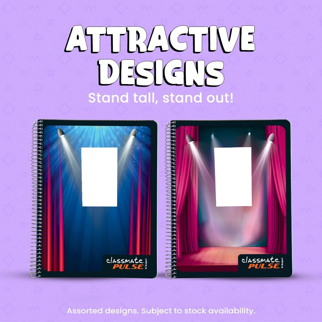 Classmate Pulse 6 Subject Notebook - Single Line, 300 Pages, Spiral Binding, 240Mm*180Mm