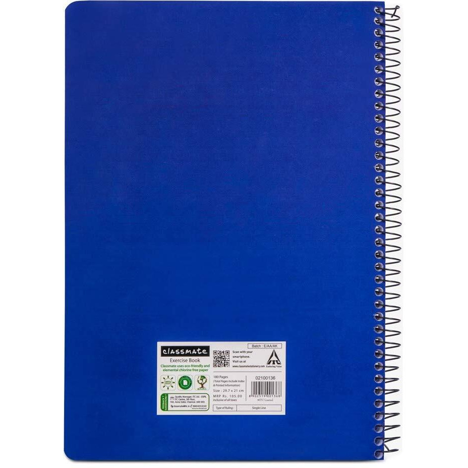 Classmate 2100136 Soft Cover 1 Subject Spiral Binding Selfie Notebook, Single Line, 180 Pages