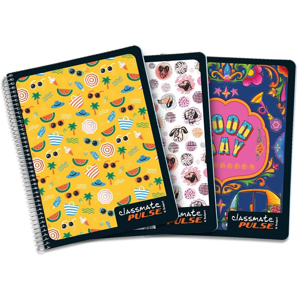 Classmate Pulse Notebook - 240 X 180, 300 Pages, Single Line, Wiro Binding, Pack Of 3