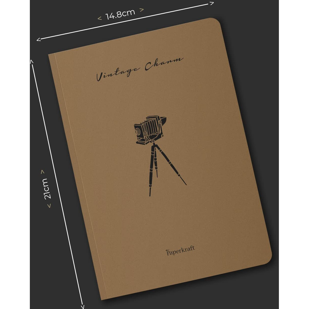 Paperkraft Vintage Series - Brown Kraft With Vintage Items Theme  210 Mm X 148 Mm,176 Pages, Unruled, Sewn & Perfect Bound, Pack Of 3