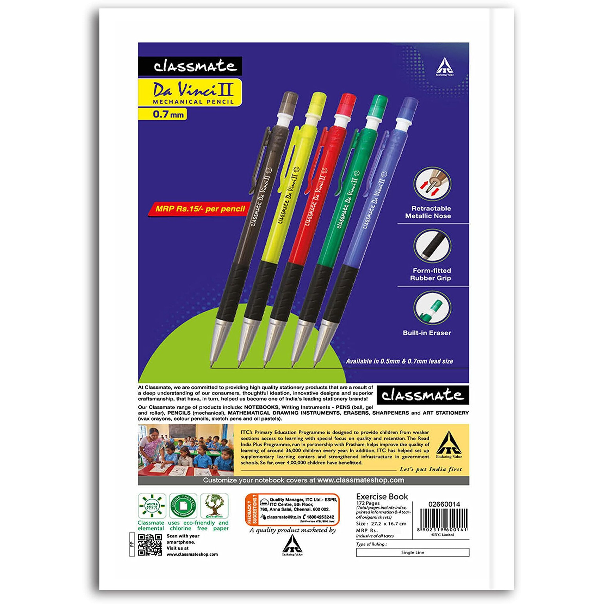 Classmate Origami Longbook - Single Line,272 X 167Mm, 172 Pages, Pack Of 12