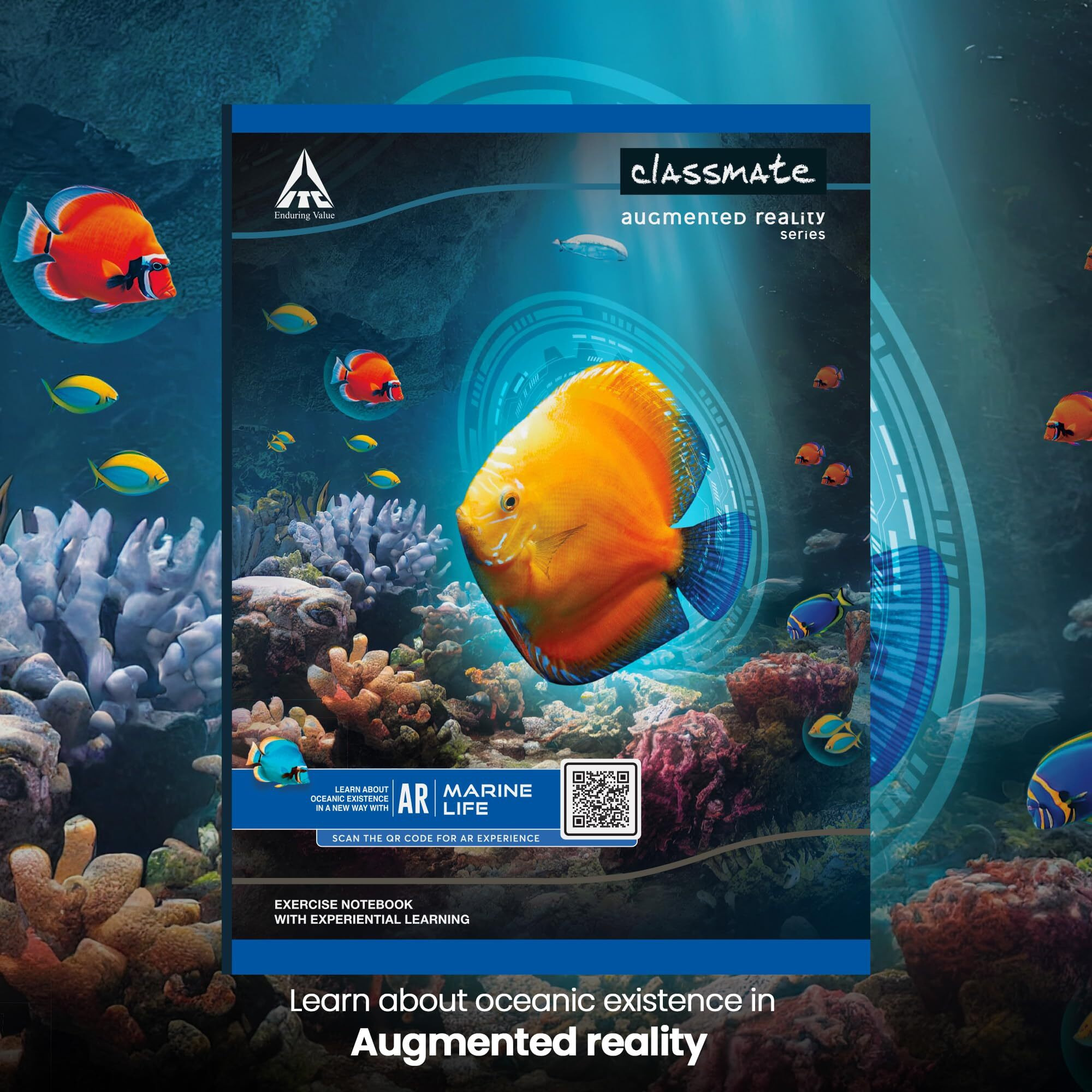 Classmate Augmented Reality Notebooks - 172 Pages | Pack Of 4 Short Size Ruled Notebooks For School Students | Immersive Ar Learning Experience | 24.0Cm X 18.0Cm | Single Line Ar Notebook