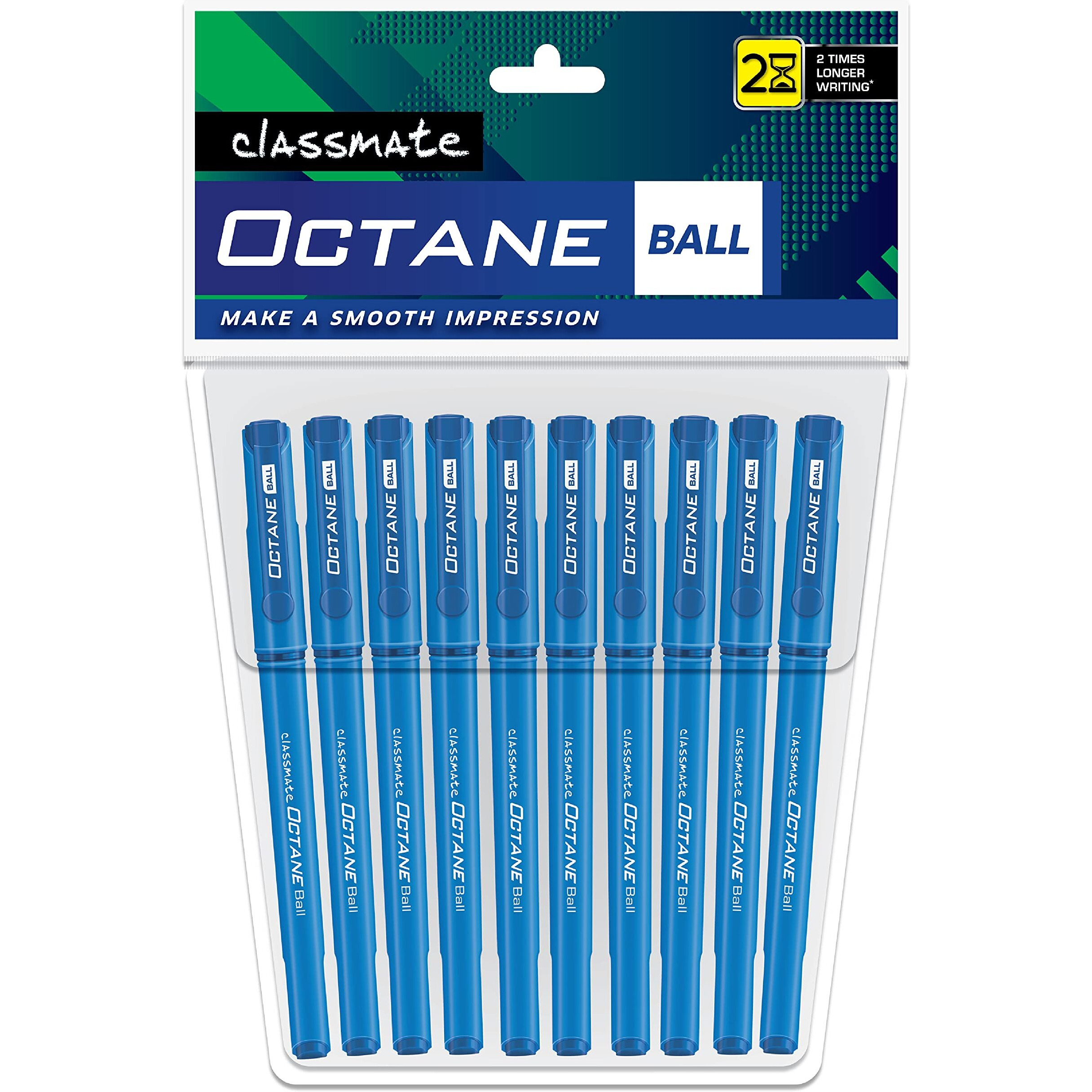 Classmate Octane- Blue Ball Pens (Pack Of 10) | Smooth & Fast Writing Ball Pens | Comfortable To Hold & Write|School & Office Stationery|Work From Home Essentials