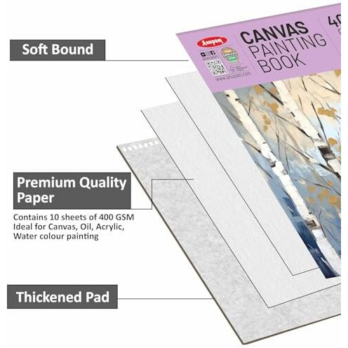 Anupam Canvas Pad Acrylic Gesso Primed Acid Free 400Gsm 10 Sheets For Acrylic Painting And Oil Painting (A4)