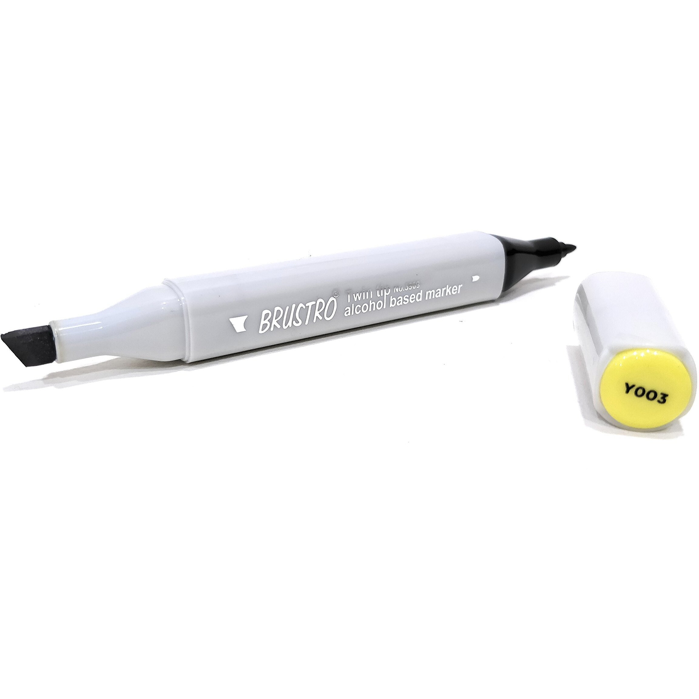 Brustro Twin Tip Alcohol Based Marker|Yellow (Canaria Yellow)|Tip Size - Broad 1-7Mm Line,Fine 0.7Mm|Smudge-Proof,Waterproof, Ideal For Texturing, Sketching,Graffiti,Comic Artist,Fine Art Student