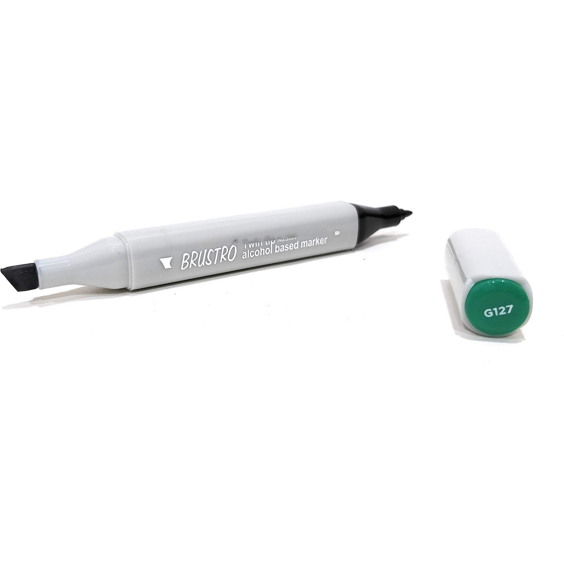 Brustro Twin Tip Alcohol Based Marker |Emerald Green|Tip Size - Broad 1-7Mm Line,Fine 0.7Mm|Smudge-Proof,Waterproof,Ideal For Texturing, Sketching,Graffiti,Comic Artist,Architecture,Fine Art Student