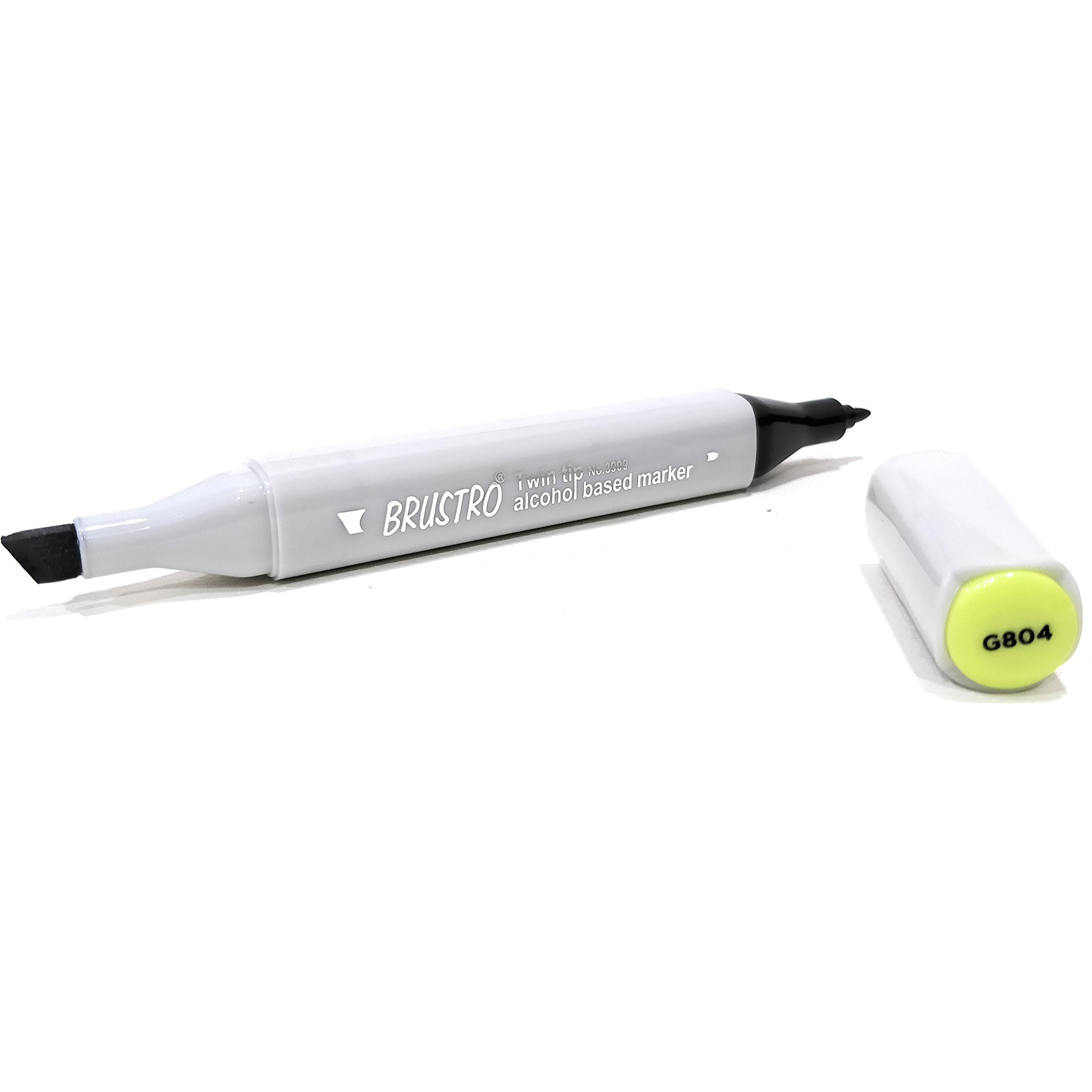 Brustro Twin Tip Alcohol Based Marker |Yellow (Green)|Tip Size - Broad 1-7Mm Line,Fine 0.7Mm|Smudge-Proof,Waterproof,Ideal For Texturing, Sketching,Graffiti,Comic Artist,Architecture,Fine Art Student