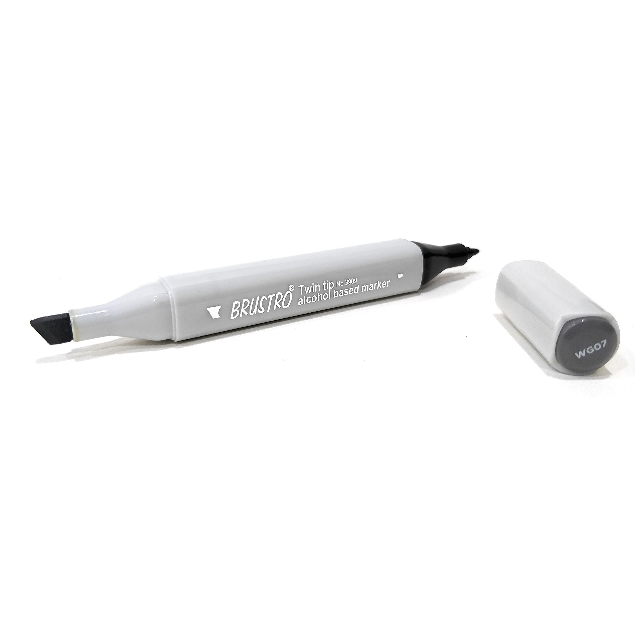 Brustro Twin Tip Alcohol Based Marker|Grey (Warm Grey7)|Tip Size - Broad 1-7Mm Line,Fine 0.7Mm|Smudge-Proof,Waterproof,Ideal For Texturing,Sketching,Graffiti,Comic Artist,Architecture,Fine Art Student