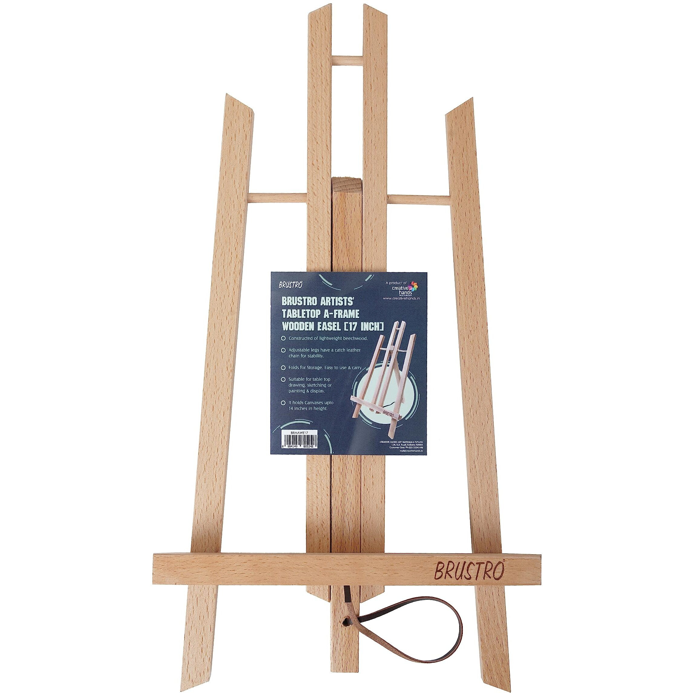 Brustro Artists Small Tabletop A-Frame Wooden Easel | Table Stand Size - 17 Inches, Canvas Holds Upto 11.8 Inches |Adjustable Legs,Suitable For Table Top Drawing,Sketching,Painting