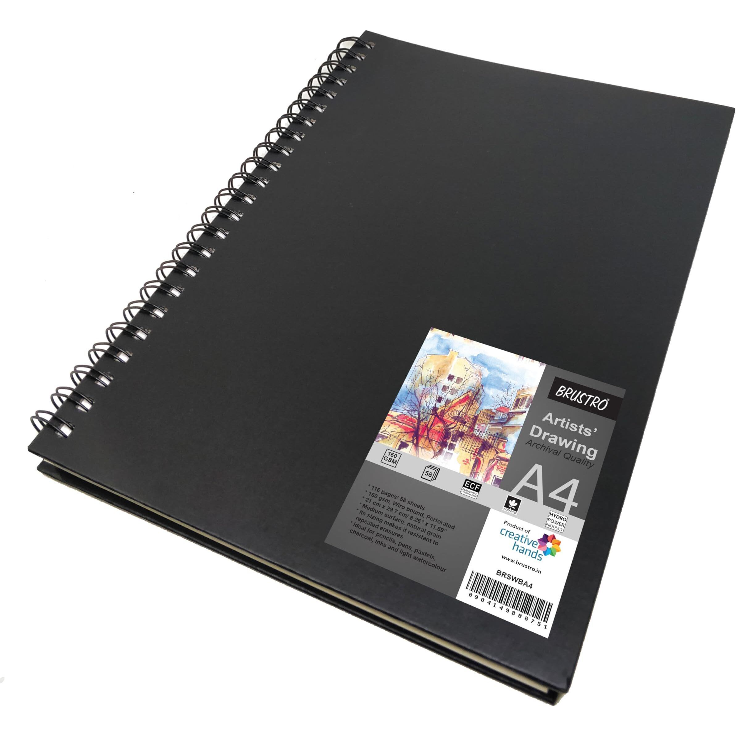 Brustro Artists Wiro Bound Sketch Book | A4 |116 Pages,160 Gsm(Acid Free) | Ideal For Sketching, Shading, Drawing, Blending, Mandala, Portrait, Spiral, Professional Fine Art Students