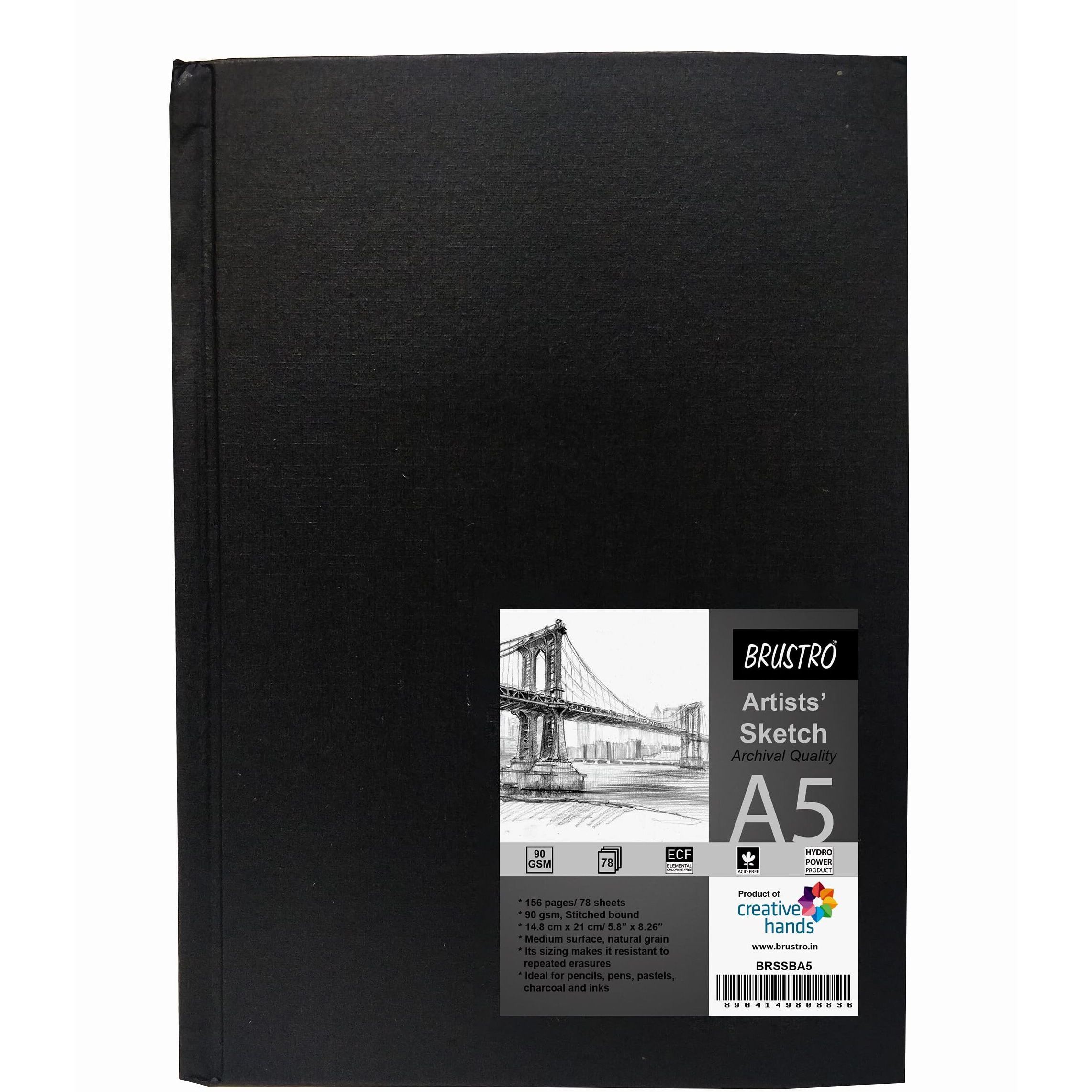 Brustro Artists Stitched Bound Sketch Book, A5 Size, 156 Pages, 90 Gsm