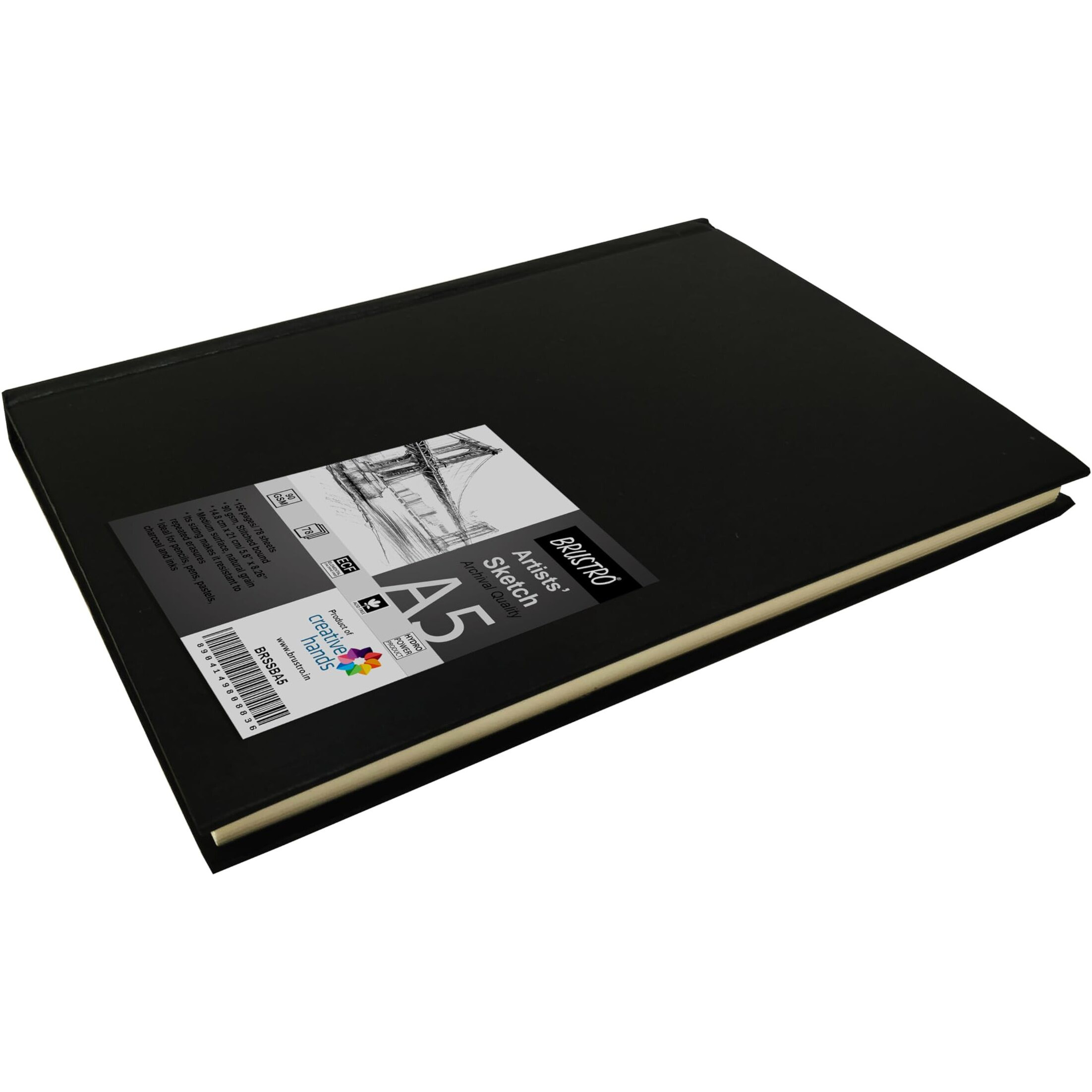 Brustro Artists Stitched Bound Sketch Book, A5 Size, 156 Pages, 90 Gsm