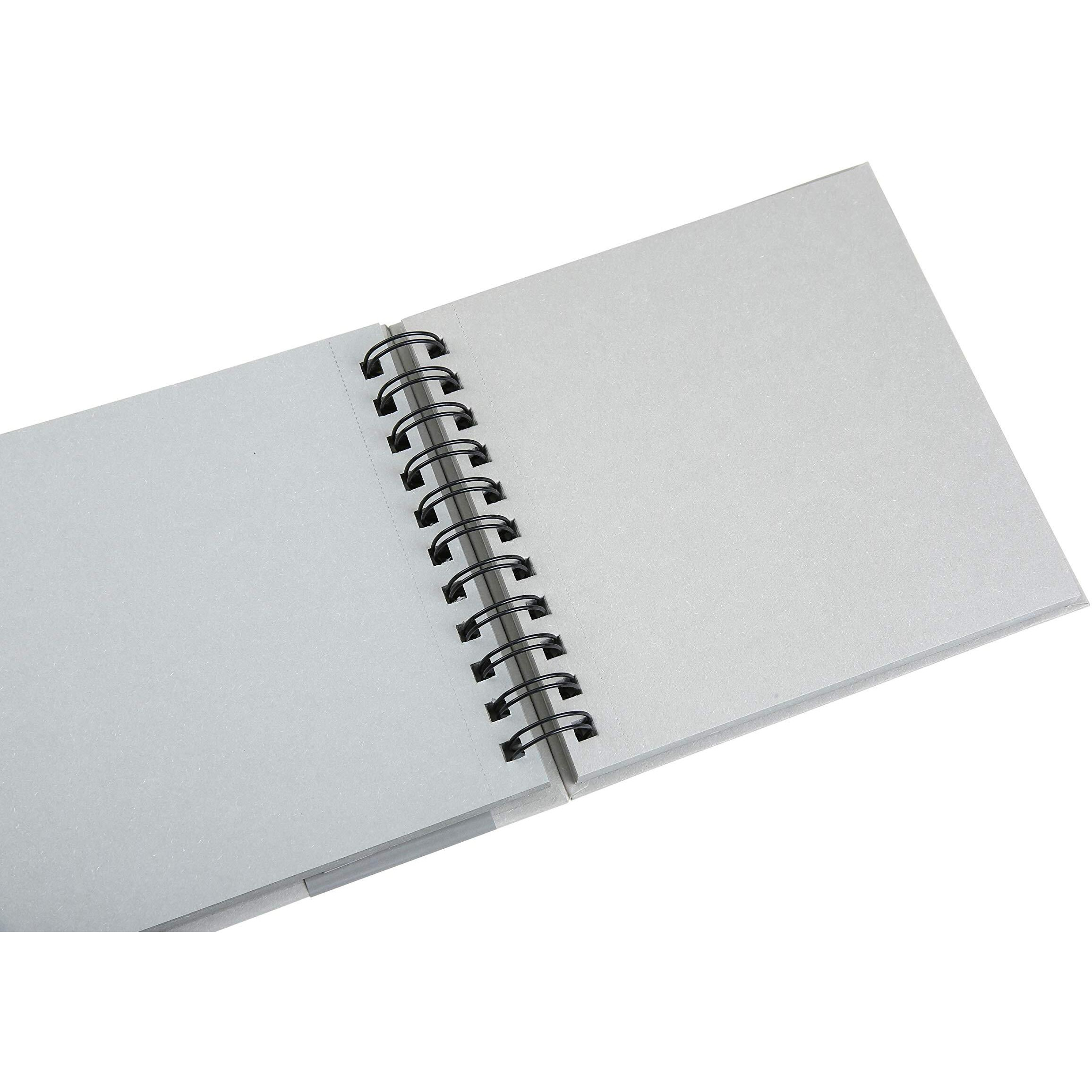 Brustro Toned Paper - Grey Sketchbook, Wiro Bound, Size 6" X 6", 120Gsm (60 Sheets) 120 Pages