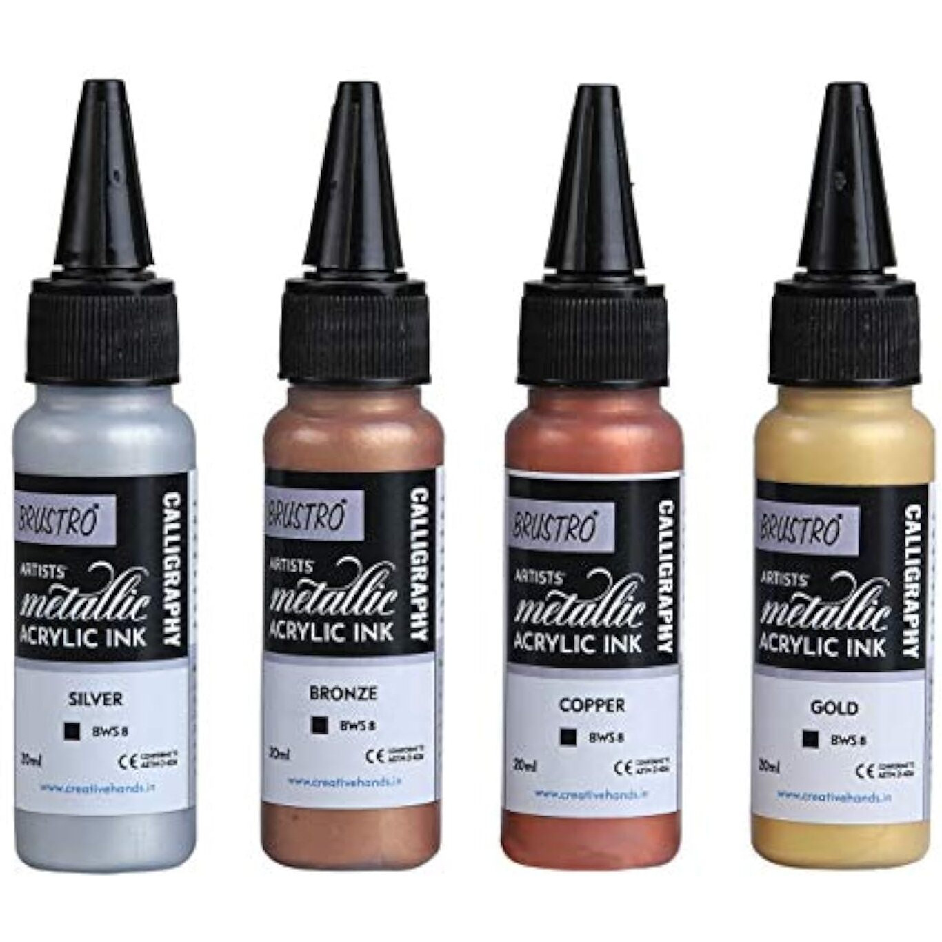 Brustro Acrylic Metallic Calligraphy Ink Set Of 4 X 20Ml