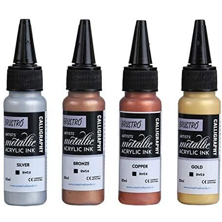 Brustro Acrylic Metallic Calligraphy Ink Set Of 4 X 20Ml