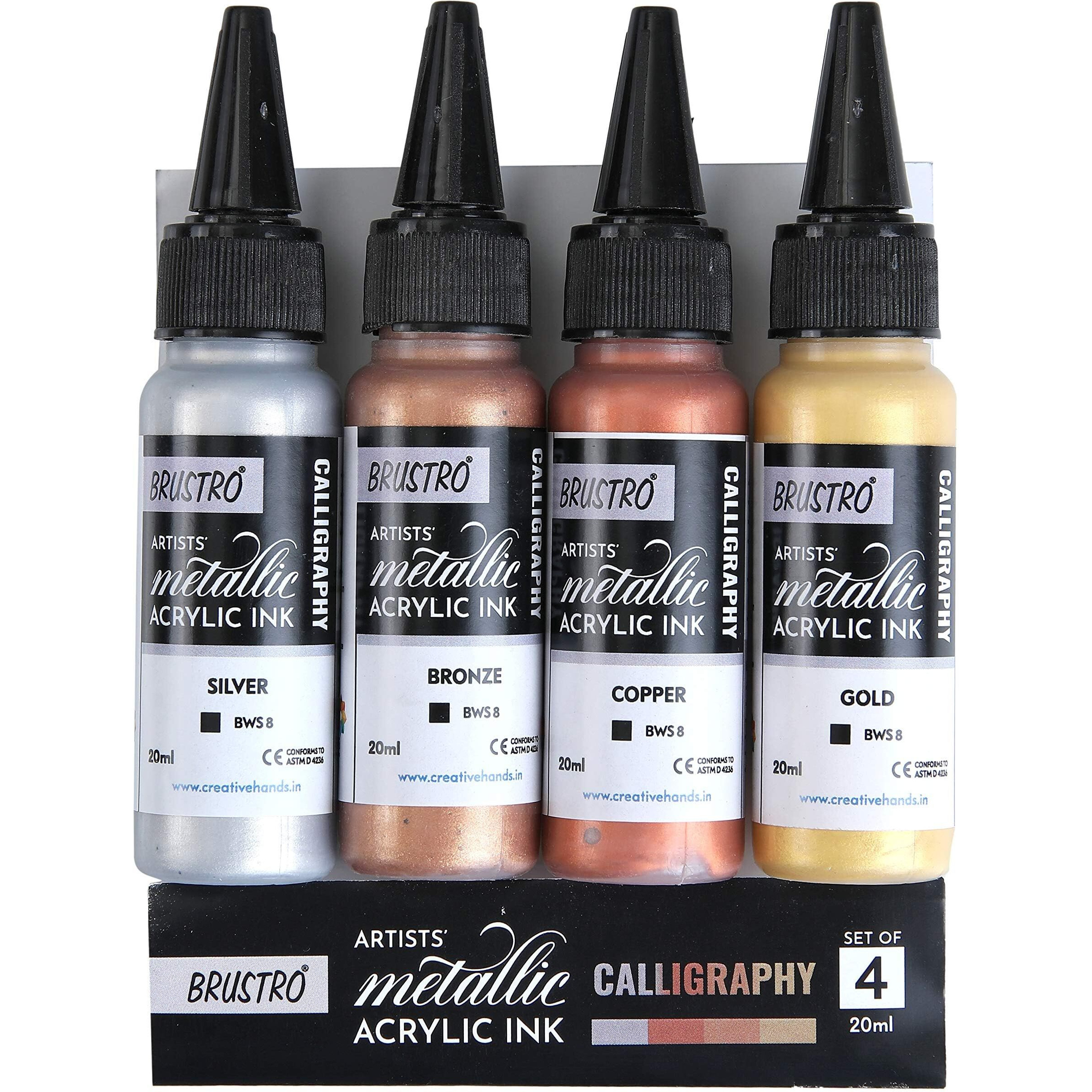 Brustro Acrylic Metallic Calligraphy Ink Set Of 4 X 20Ml
