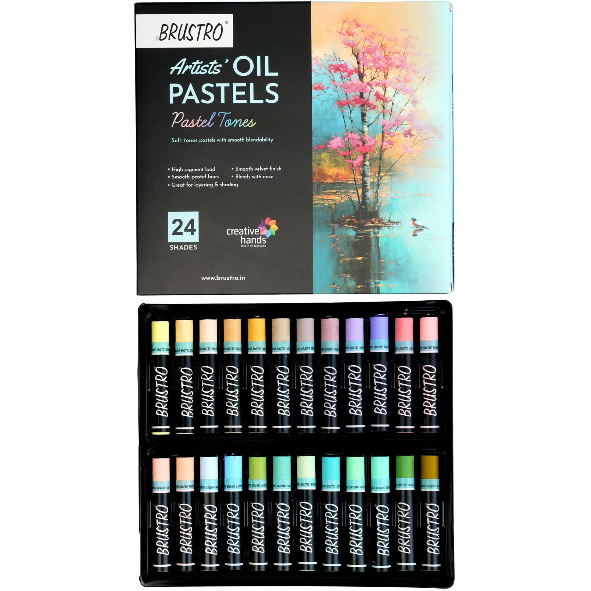 Brustro Artist Oil Pastels Set Of 24 (Pastel Tones)