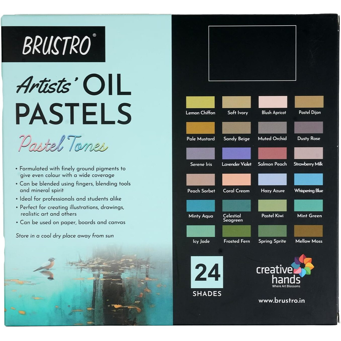 Brustro Artist Oil Pastels Set Of 24 (Pastel Tones)