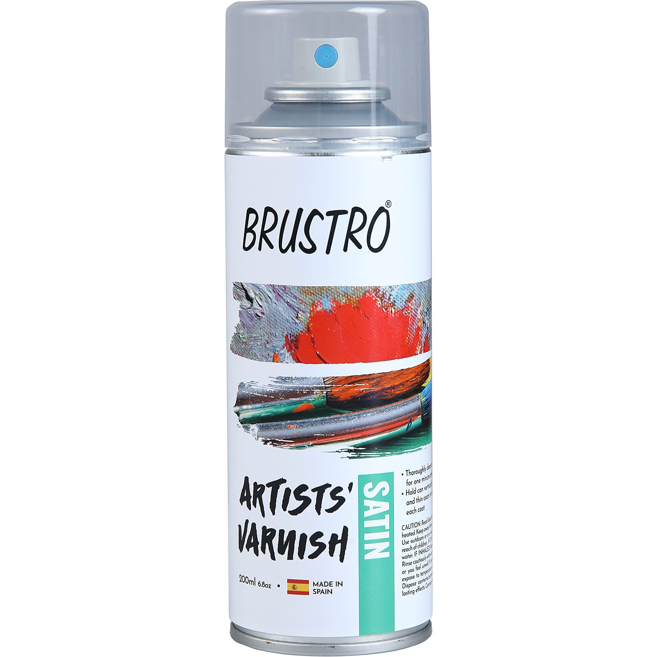 Brustro Artist's Varnish Spray Can|200Ml|Satin Finish|Perfect Coating On Acrylic Painting,Watercolours,Oil Paints,Non-Yellowing,Non Toxic,Transparent,Canvas,Paper, Artwork Protection.