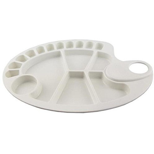 Brustro Kidney Shaped 17 Well Plastic Palette | 30 X 20Cm | Lightweight, Ergonomic Design, Ideal For Oil, Acrylic, Watercolour Paints, Professional Art, Painting.