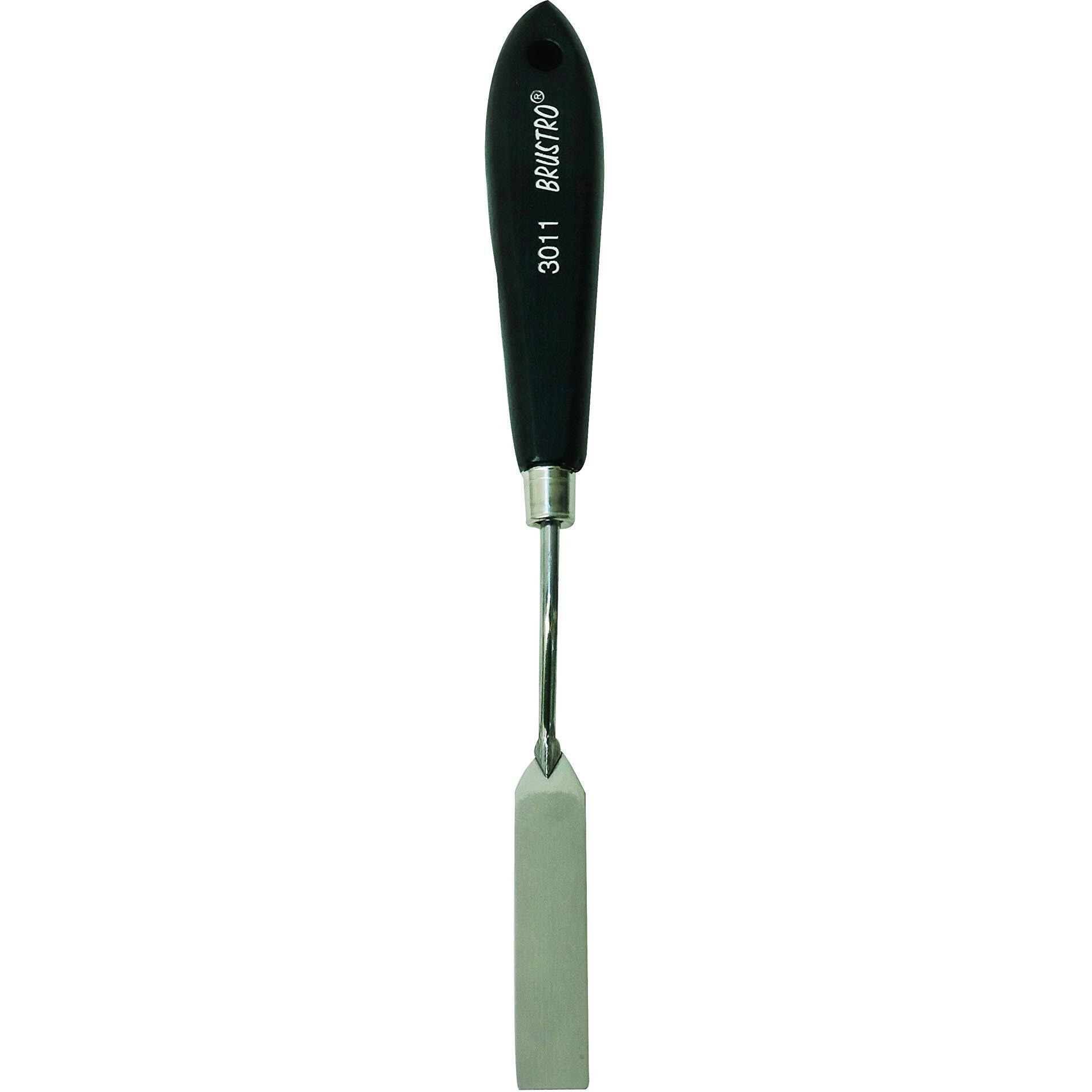 Brustro Artists Palette Painting Knife No. 3011 | Wooden Handle, Stainless Steel Blade | Ideal For Gesso, Acrylic Paint, Modeling Paste, Mixing, Spreading, Scumbling.