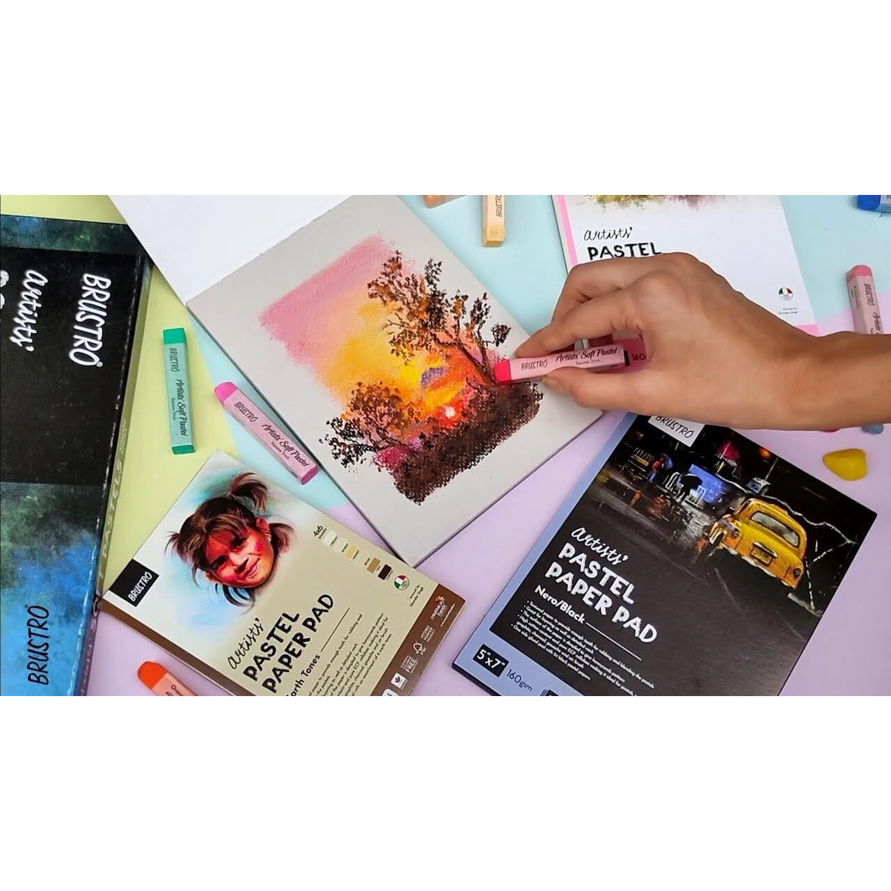 Brustro Artists Pastel Paper Pad, Set Of 2, 24 Sheets (160 Gsm) Each, Colour - Black & White, Size - 3.5" X 5.5" | Ideal For Pastels, Color Pencils, Graphite, Charcoal, Gouache, Ink.