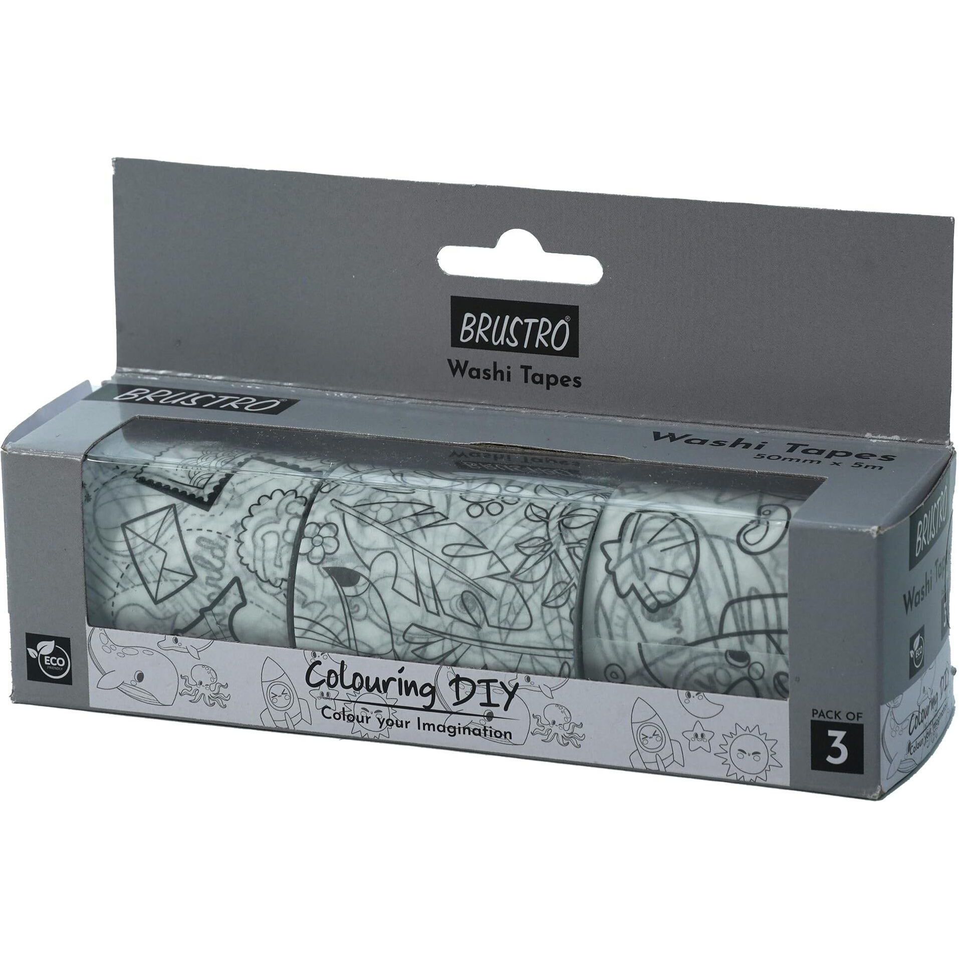 Brustro Washi Masking Tapes Diy Colouring Tapes, 50 Mm X 5 Mtrs (Set Of 3)