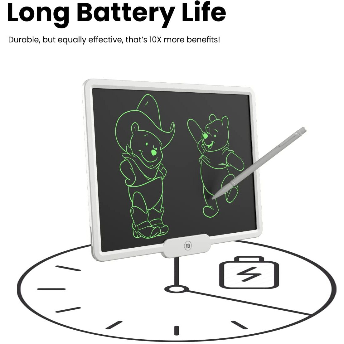 Portronics Ruffpad 10X Re-Writable Lcd Writing Pad With 10 Inch(25.4Cm) Writing Area, India's First Notepad To Save And Share Your Child's First Creatives Via Ruffpad App On Your Smartphone