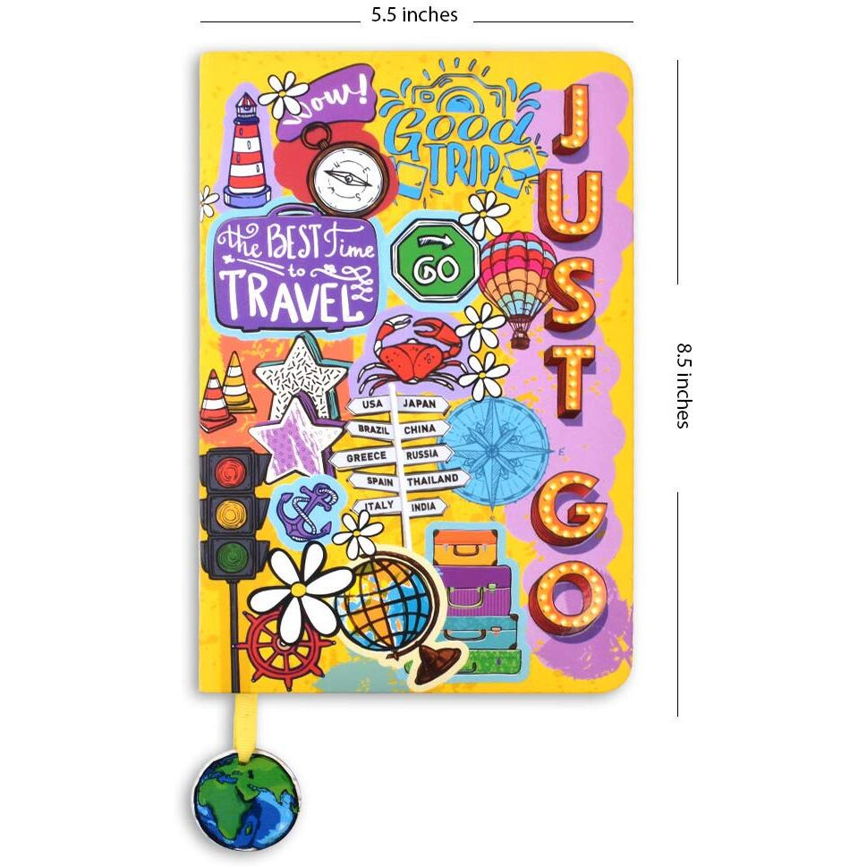 Doodle Hard Bound A5 Travel Diary With Bookmark Dangler I 80 Gsm I 160 Ruled Pages I Foam Padded (Good Trip)