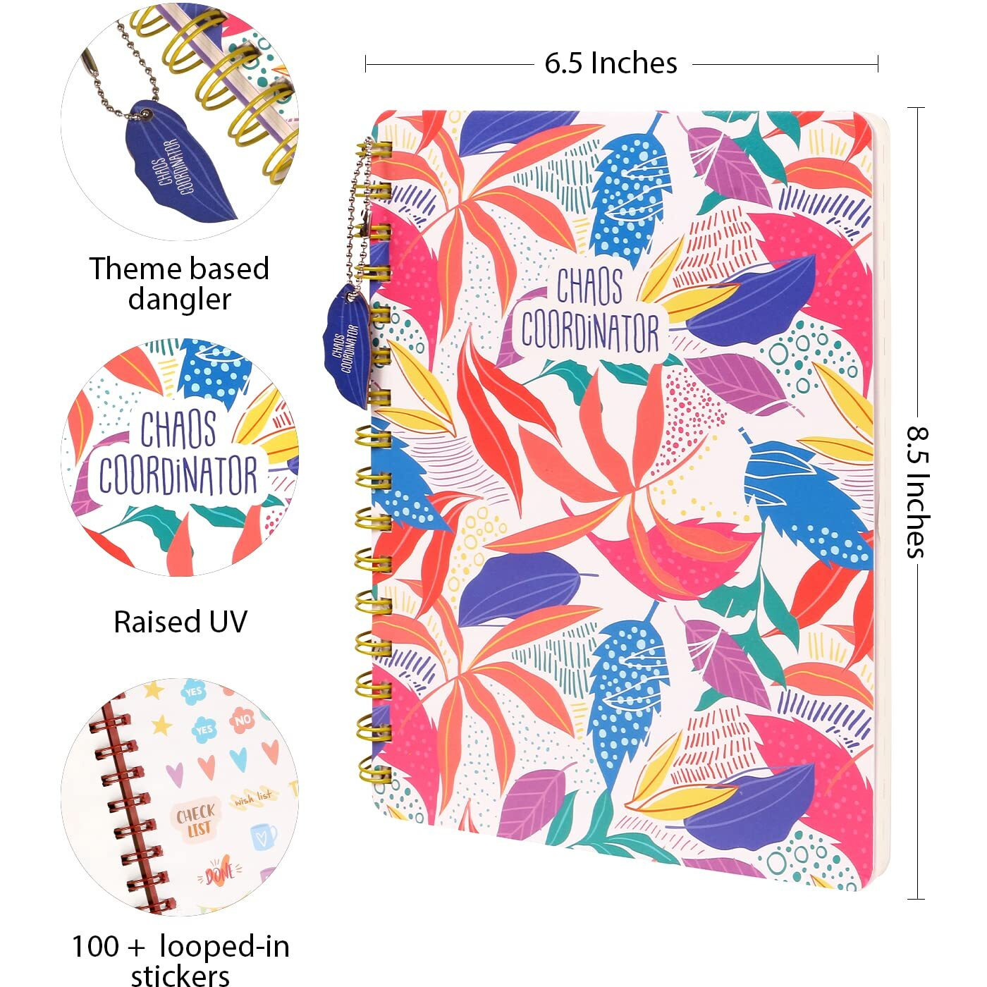 Doodle Hard Bound Spiral Notebook Diary With Bookmark Dangler And Sticker Pages I B5 I Undated I 160 Ruled Pages I 80 Gsm (Chaos Coordinator)