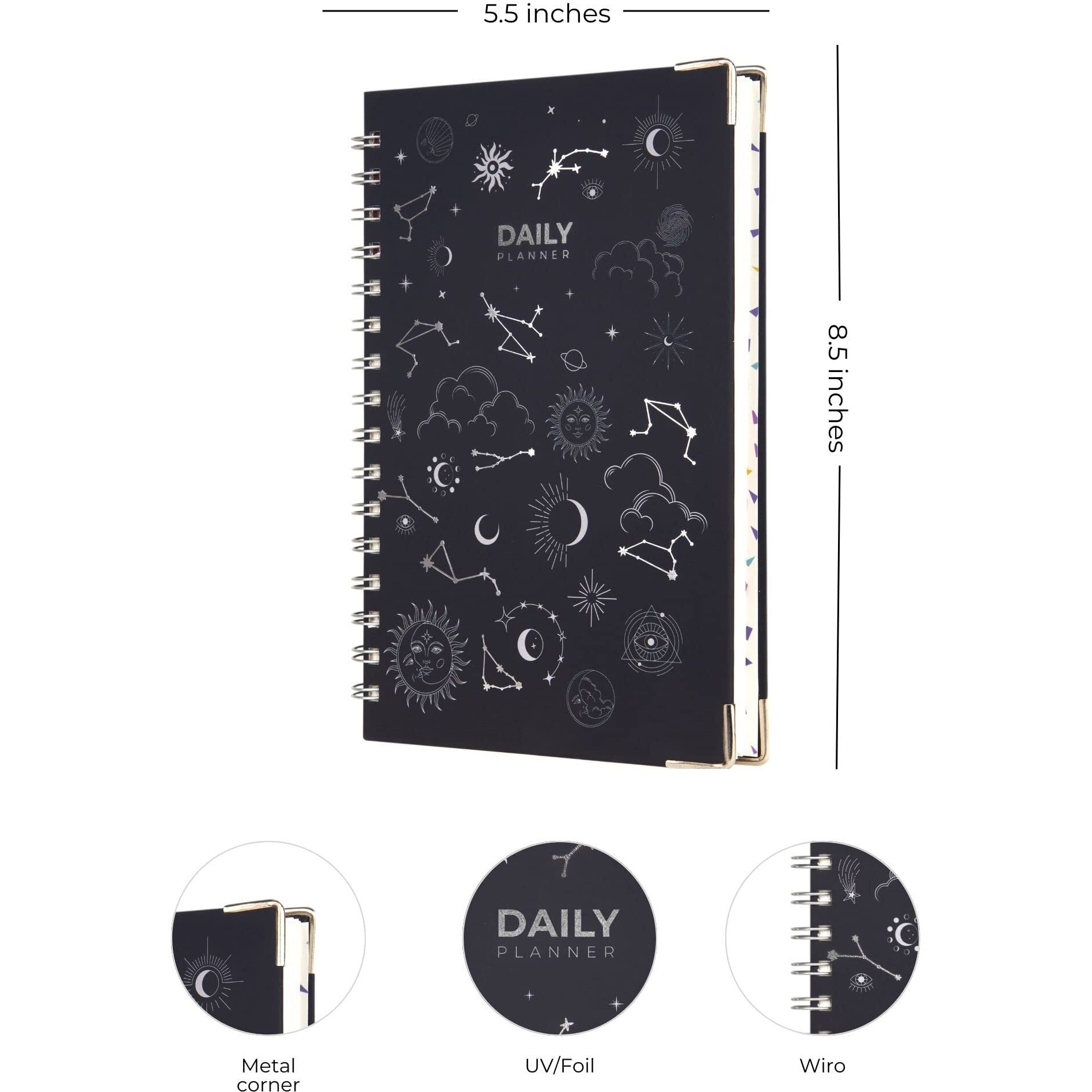 Doodle A5 Zodiac Daily Planner - 192 Coloured Pages, Themed Around Daily Planning, Metal Corners, 80 Gsm Acid Free Recyclable Paper, Flat Opening (Capricorn)