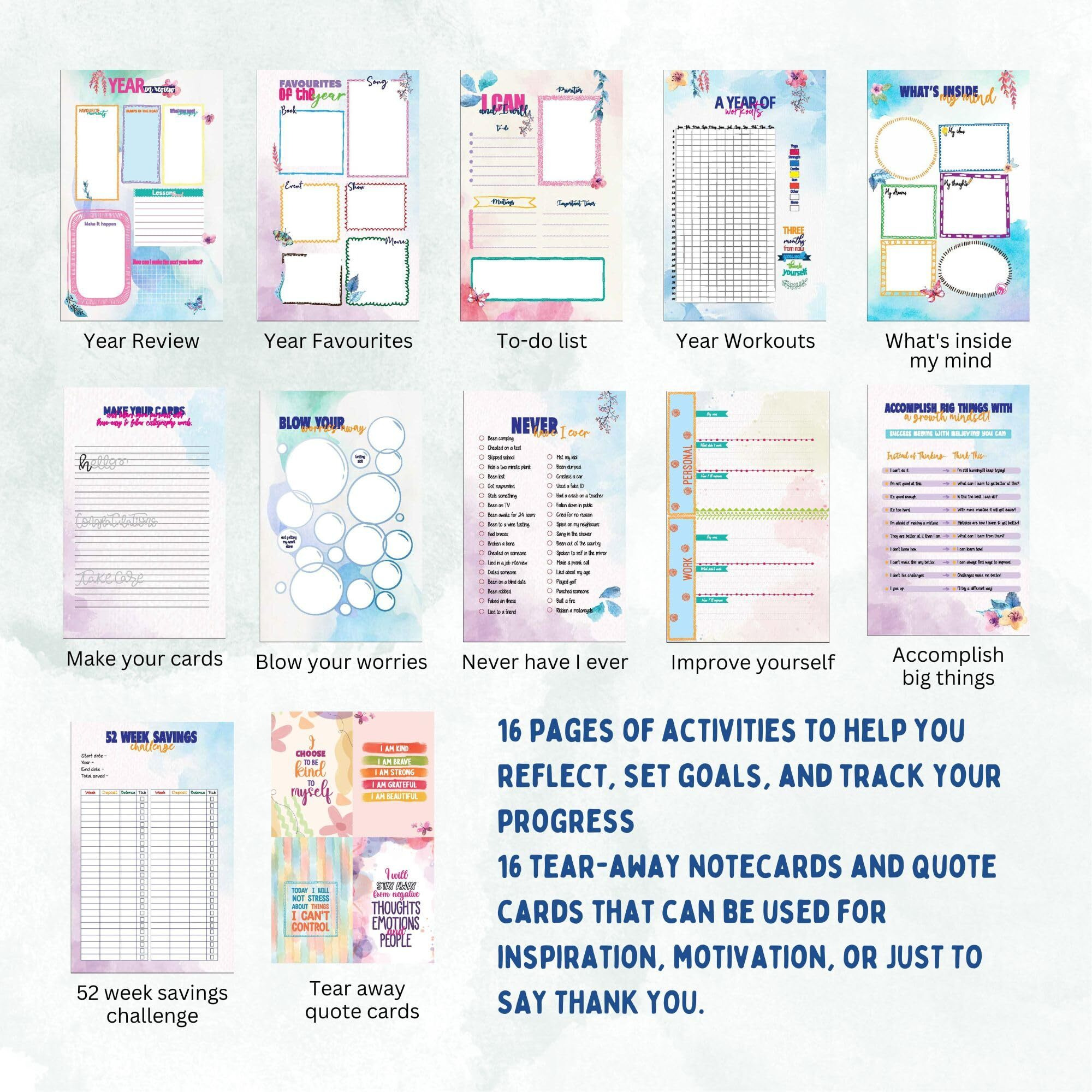 Doodle Undated Yearly Planner (A5, Wiro Bound Hard Cover) | 216 Ruled Pages, 80 Gsm Paper | Daily, Monthly & Yearly Planner With 100+ Stickers, Activity Pages, Tear-Away Note & Quote Cards, To-Do Lists