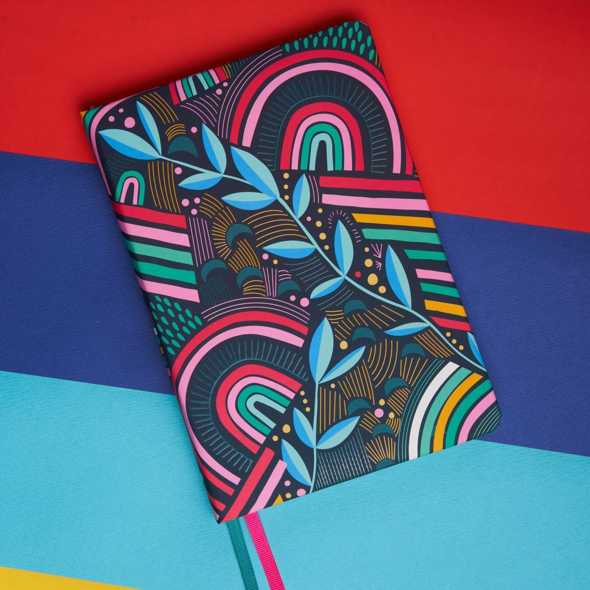 Doodle Hard Bound Soft Foam Padded Paper Notebook | Compact Size A5 (8.25 X 5.7) | 160 Pages, 80 Gsm | Flat Opening | Soft Foam Padding | Two Satin Ribbons - Glorious Arcs