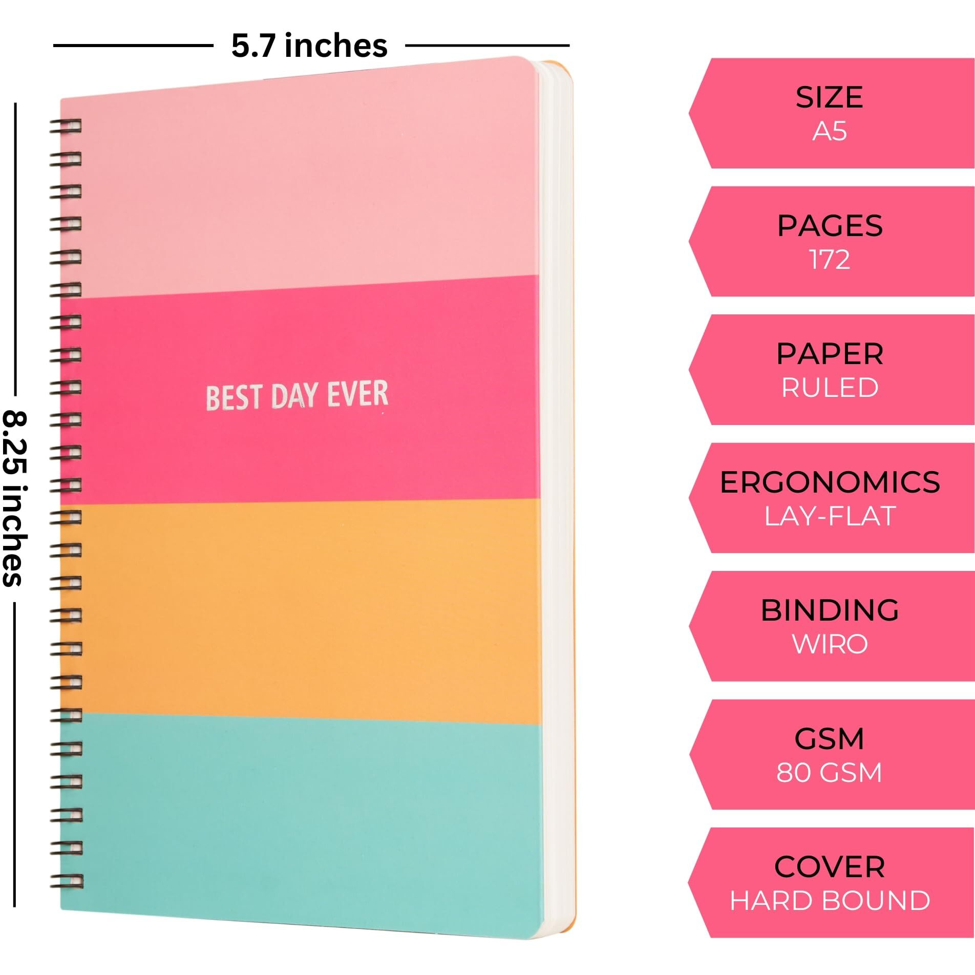 Doodle Undated Daily Planner | A5 | 172 Pages | 80 Gsm | 3 Months Schedule, To-Do List, Daily Priorities, Appointments, Deadlines, Water Tracker, Goals - Best Day