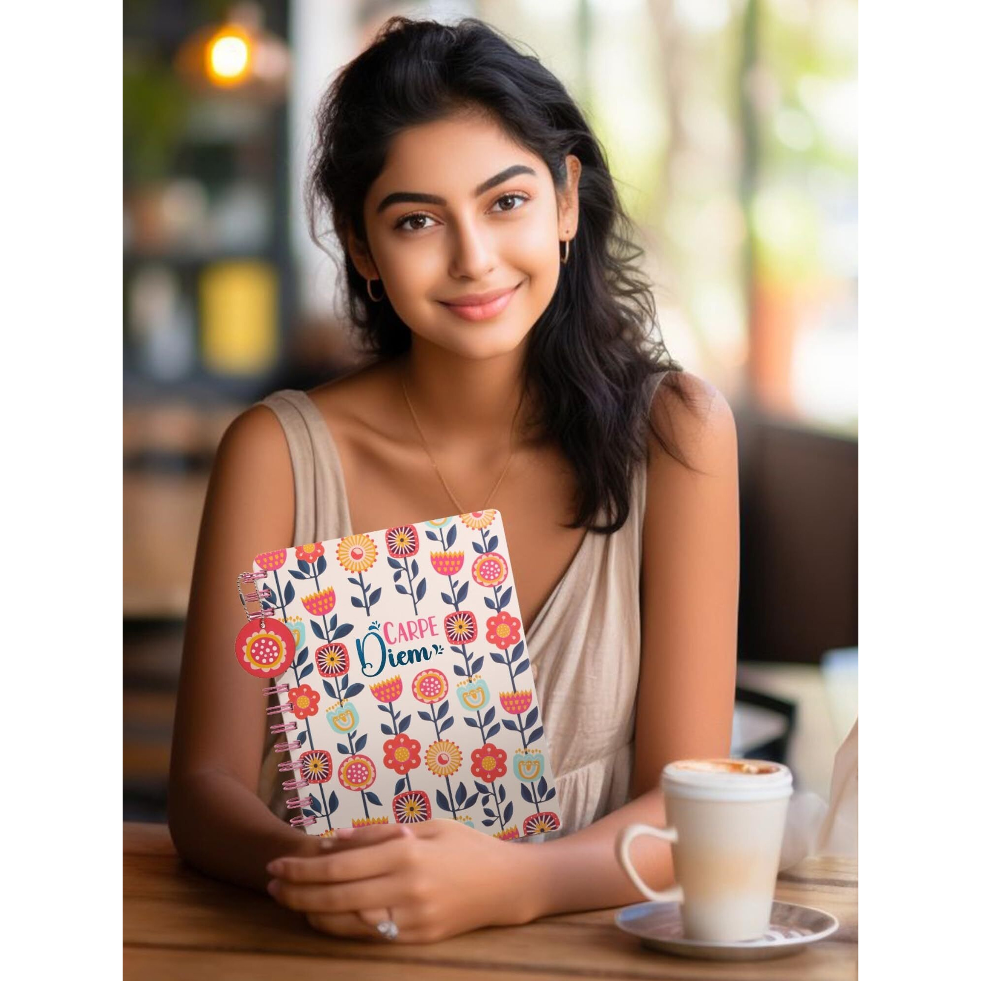 Doodle Hardbound Spiral Notebook Diary With Bookmark Dangler And 100+ Stickers | B5 | 160 Undated Ruled Pages | 80 Gsm Acid Free Paper | Open Flat And Write Comfortably - Carpe Diem