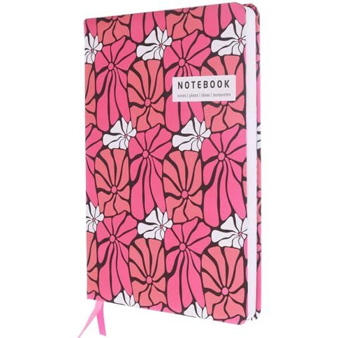 Doodle Hard Bound Soft Foam Padded Hard Cover Paper Notebook | Compact A5 Size (8.25 X 5.7) | 160 Pages, 80 Gsm | Flat Opening | Round Corners | Soft Foam Padding | 2 Bookmark Ribbons - Retro Bloom