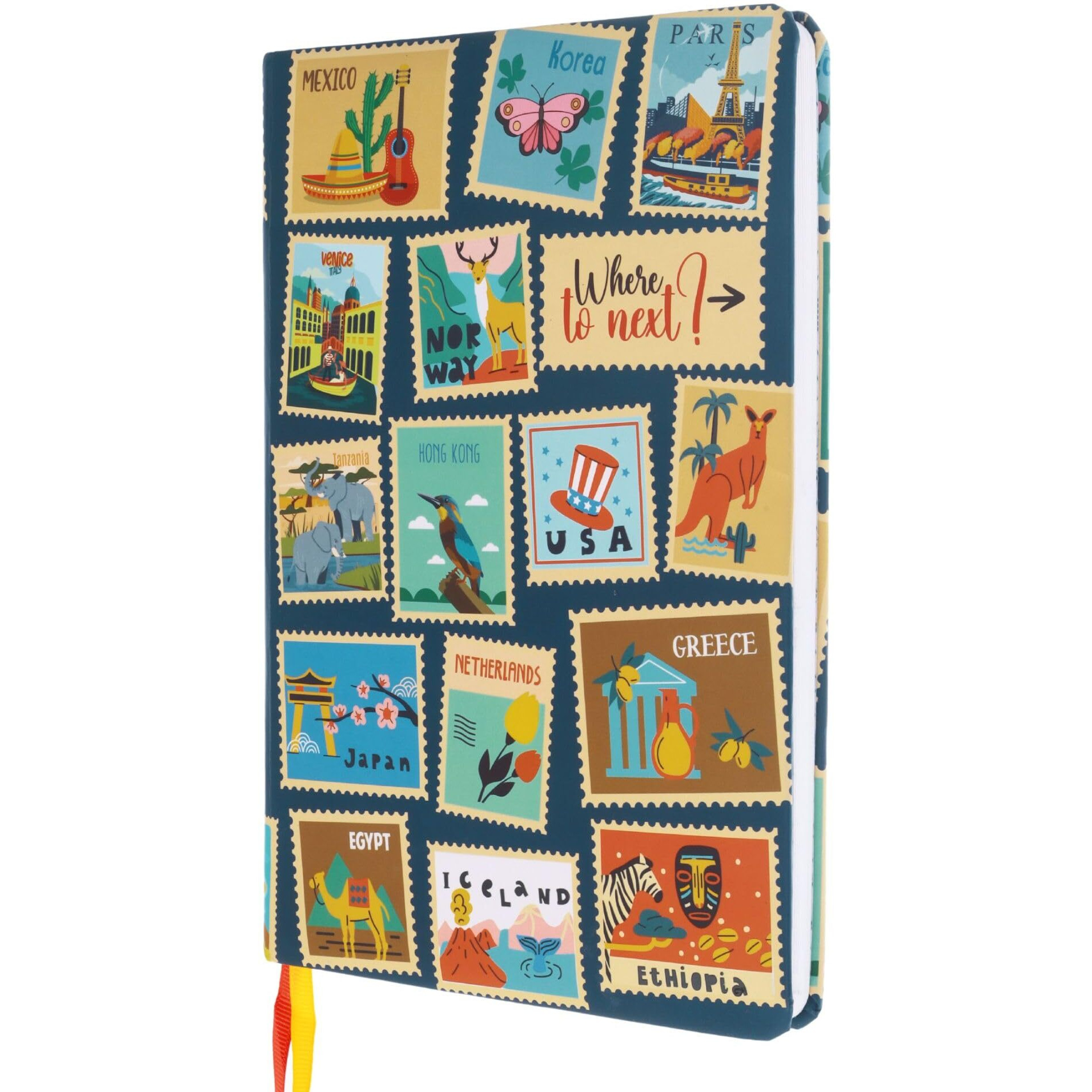 Doodle Hard Bound Soft Foam Padded Hard Cover Paper Notebook | Compact A5 Size (8.25 X 5.7) | 160 Pages, 80 Gsm | Flat Opening | Round Corners | Soft Foam Padding | 2 Bookmark Ribbons - Travel More