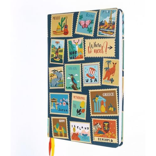 Doodle Hard Bound Soft Foam Padded Hard Cover Paper Notebook | Compact A5 Size (8.25 X 5.7) | 160 Pages, 80 Gsm | Flat Opening | Round Corners | Soft Foam Padding | 2 Bookmark Ribbons - Travel More