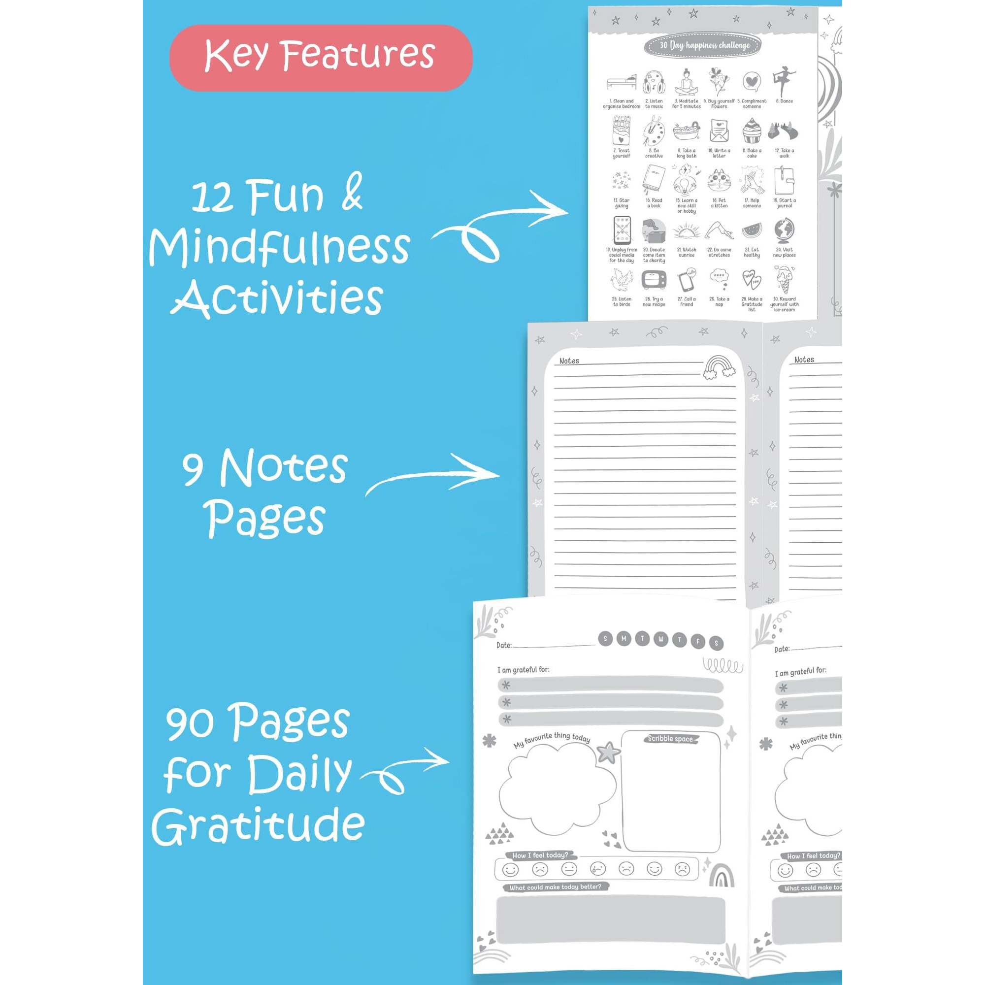 Doodle Daily 5 Minute Gratitude Journal - Positivity, Wellness & Mindfulness Journal For Teens & Adults - 90-Day Habit Builder | 112 Undated Pages | A5 | Guided Prompts & Fun Activities
