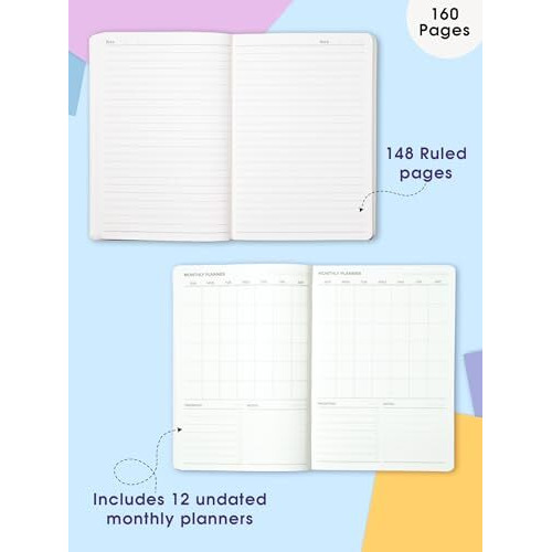 Doodle A5 Undated Planner Notebook  160 Pages (12-Month Planner + Notes), Soft Cover Journal With 80 Gsm Paper  Motivational Quote Design, Compact Diary For Work, Study, Travel & Gifting
