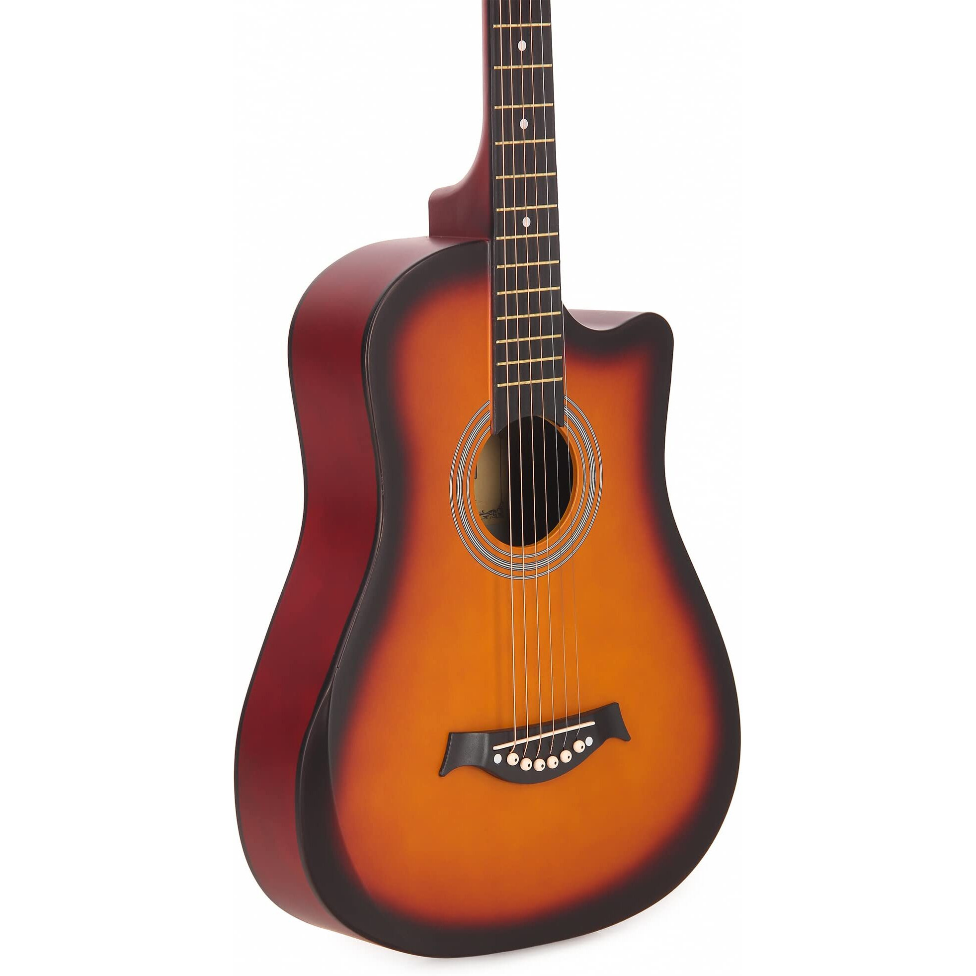 Intern Cutaway Design Acoustic Guitar Pack -Humidity Proof, Bend Resistant, Durable Action, Natural Tone & Resonance. Sunburst Carbon Fibre/Fiber Guitar With Carry Bag, Strap, Strings Set, Picks.