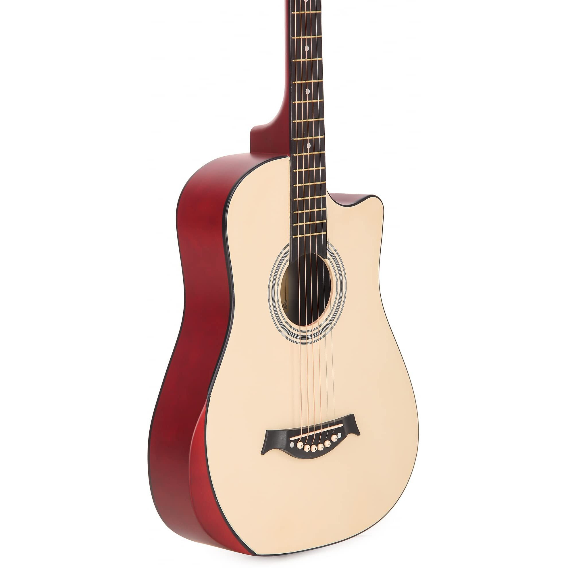 Intern Cutaway Design Acoustic Guitar Pack -Humidity Proof, Bend Resistant, Durable Action, Natural Tone & Resonance. Natural Carbon Fibre/Fiber Guitar With Bag, Strap, Strings Set & Plectrums.