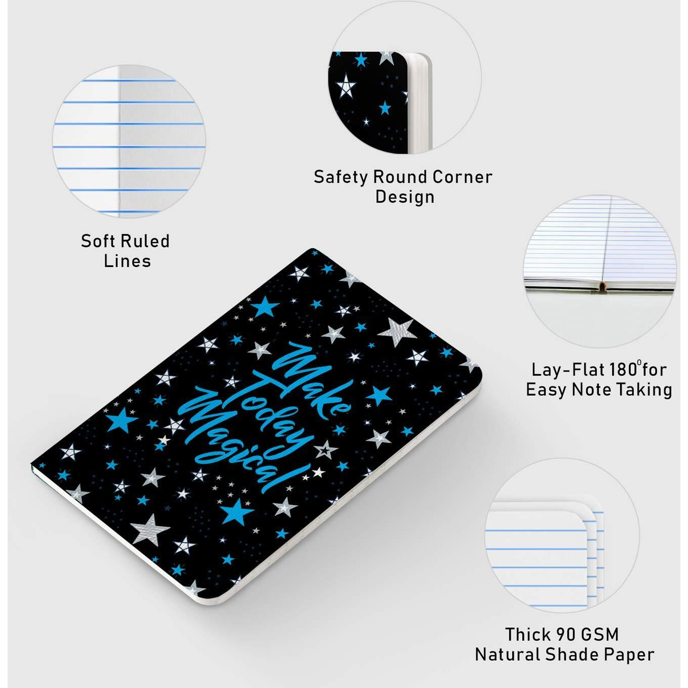 Factor Notes Notebook 90 Gsm, B6, Ruled, 112 Pages Journal Diary (Make Today Magical)