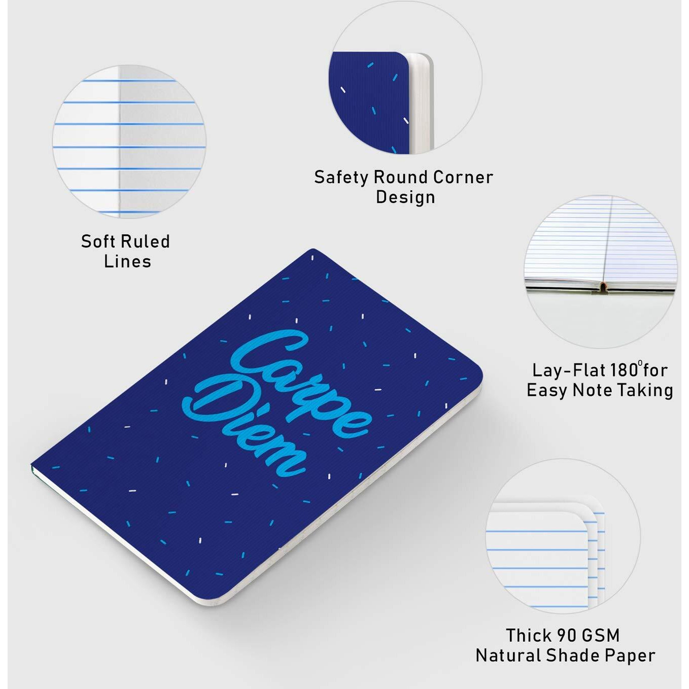 Factor Notes Notebook 90 Gsm, B6, Ruled, 112 Pages Journal Diary (Carpe Diem)