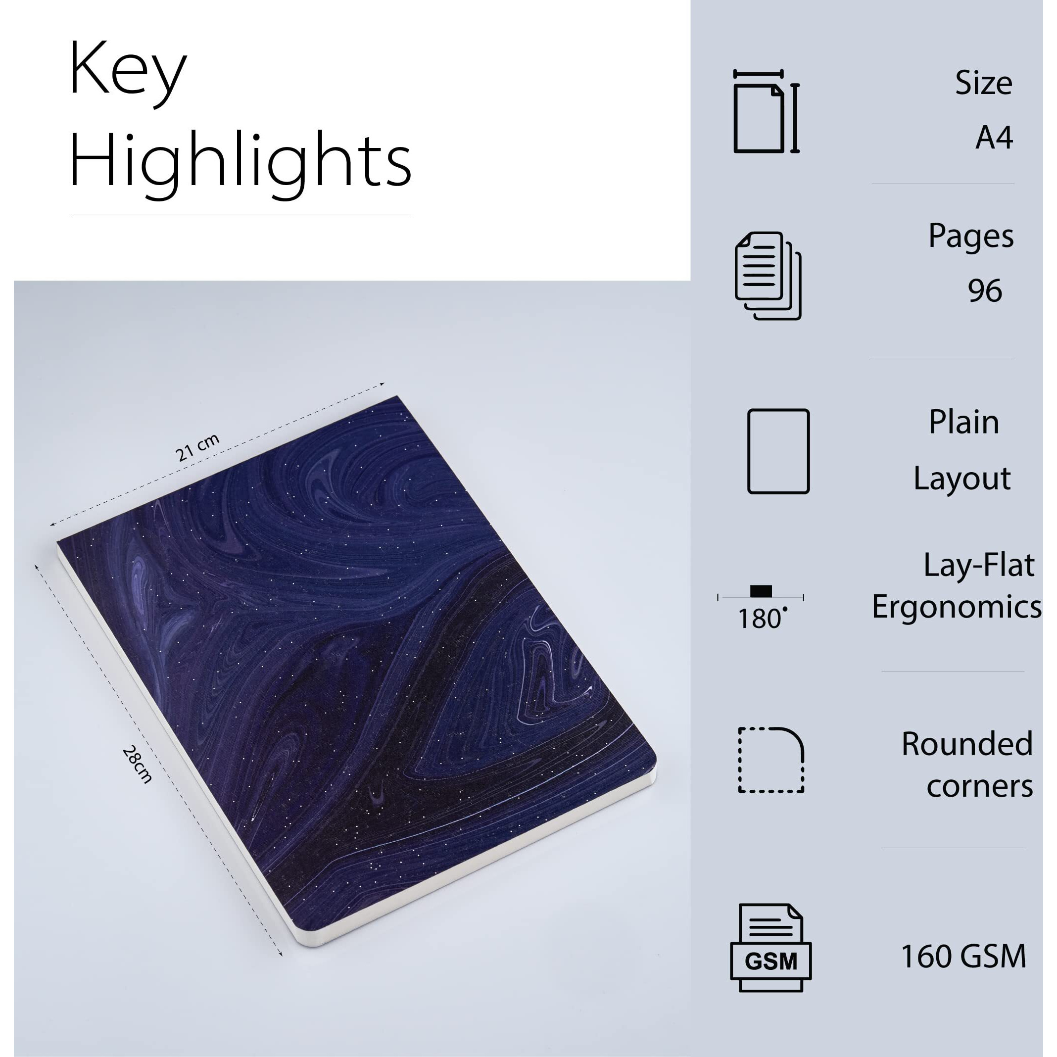 Factor Notes Sketchbook A4 Sized, Textured Fine Grain Medium Surface 160 Gsm (Galaxy)