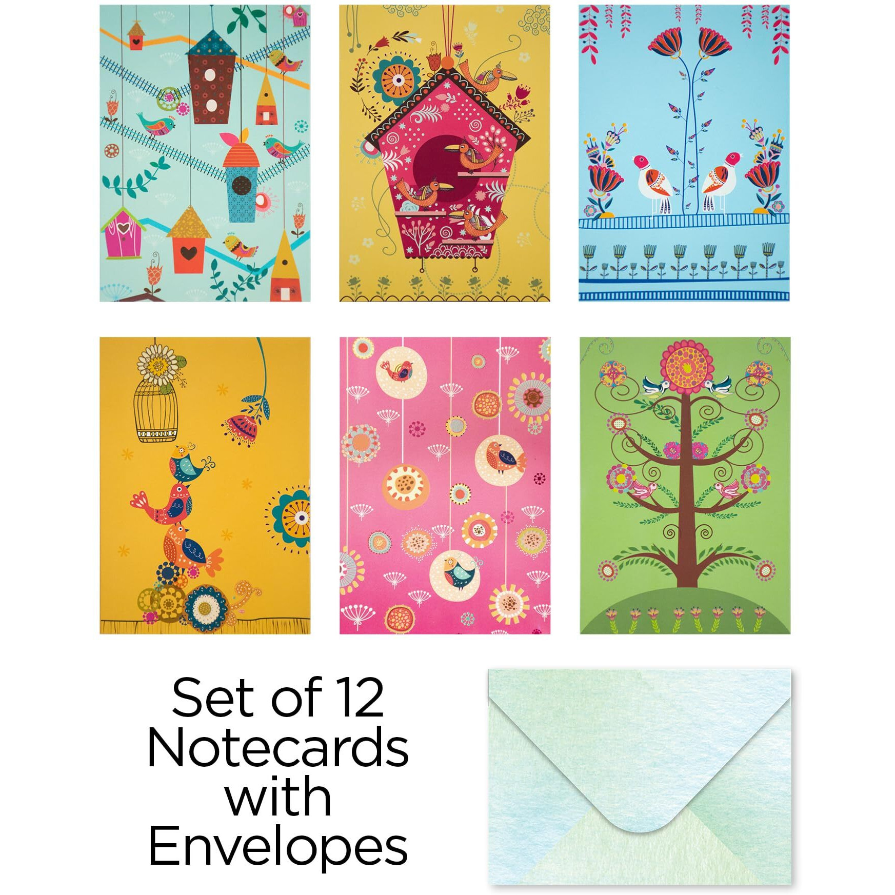 Doodle Treasure Trove  Set Of 12 Thank You Notecards With Envelopes | 4.25 X 3 Inch | 6 Unique Designs (2 Each) | Blank Greeting Cards For All Occasions