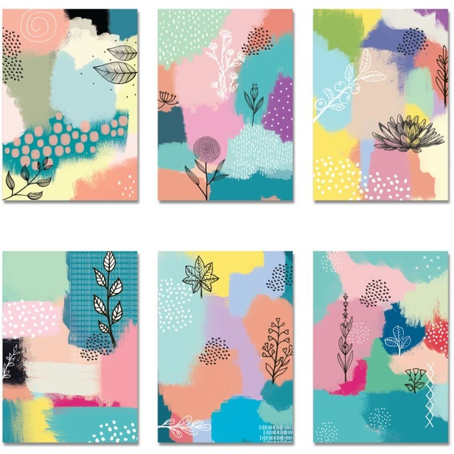 Doodle Floral Fuse Blank Notecards  Set Of 12 With Envelopes | 3 X 4.25 Inch | All-Occasion Mini Greeting & Thank You Cards