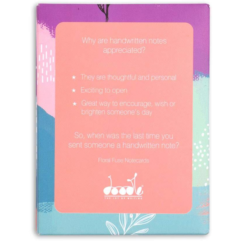 Doodle Floral Fuse Blank Notecards  Set Of 12 With Envelopes | 3 X 4.25 Inch | All-Occasion Mini Greeting & Thank You Cards