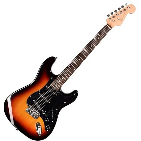 Juarez Jrz-St01-3Ts, 6 Strings Linden Wood Electric Guitar, Right Handed With Bag/Case, 2 X Picks (3Ts Sunburst, 38 Inches)