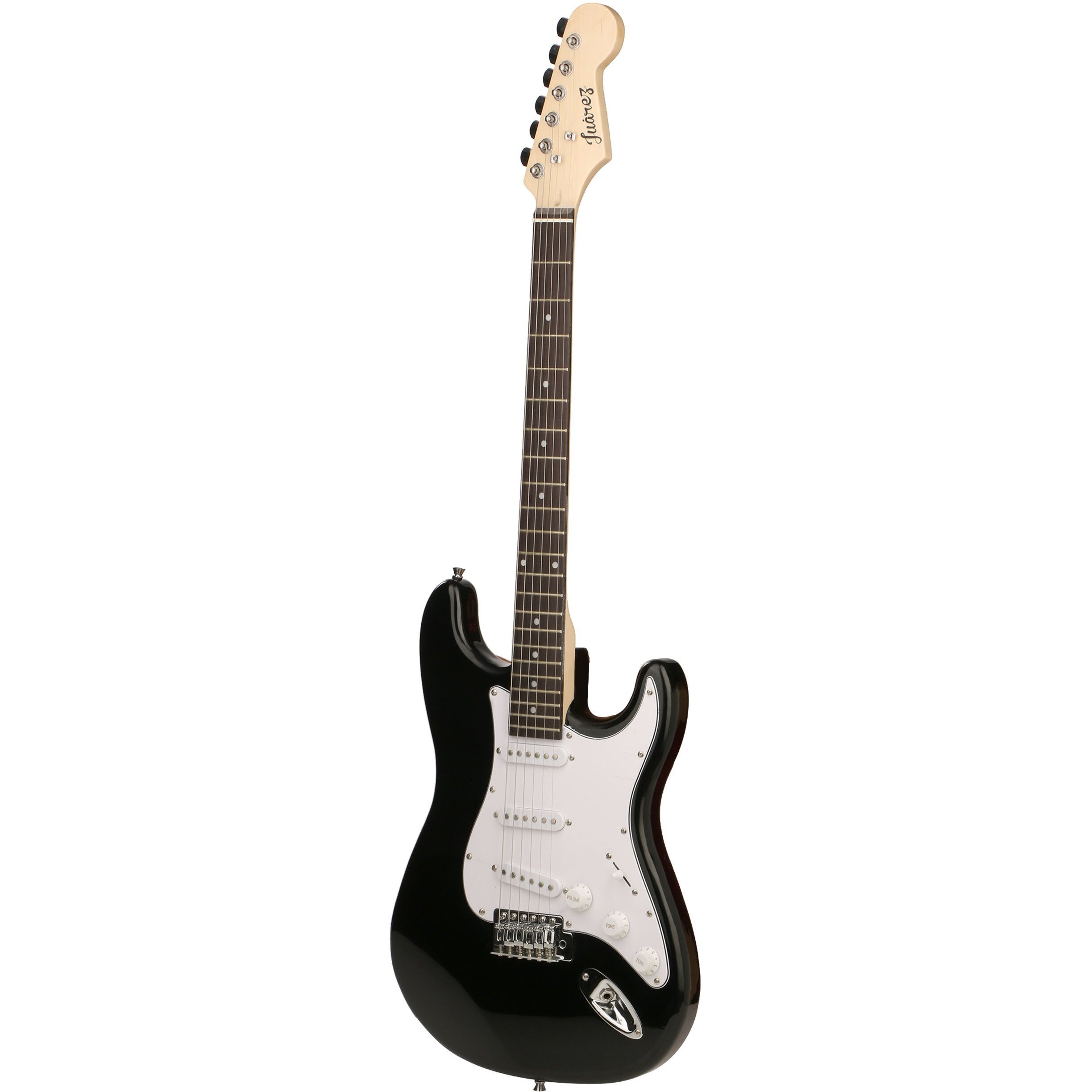 Juarez Jrz-St01-Bkw 6-String Linden Wood Electric Guitar, Right Handed, Black, With Case/Bag And Picks